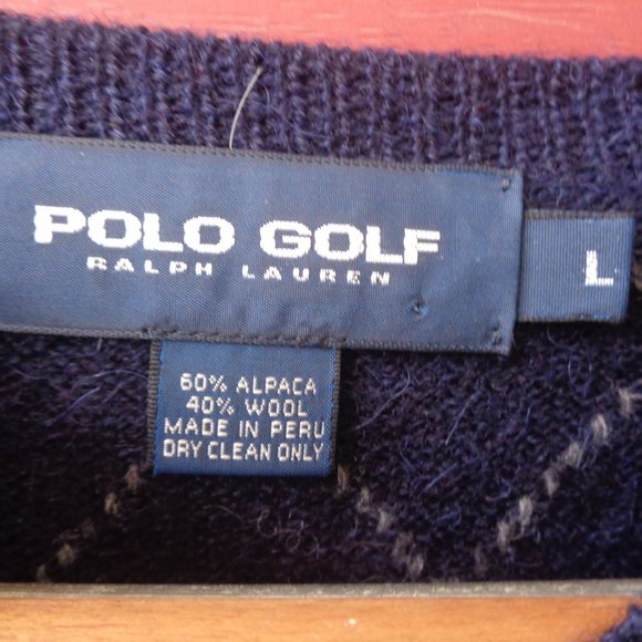 Men's Ralph Lauren POLO GOLF Navy Blue & Gray ALPACA SWEATER - L - Picture 2 of 5